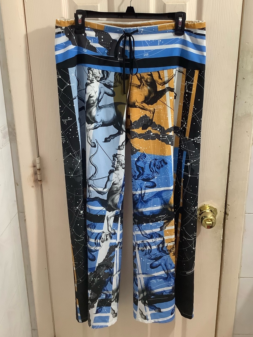 Constellations Centaur Sagittarius Archer Printed Drawstring Wide Leg Pants XS